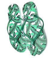 Old Navy Womens Green Palm Print Flip Flop  Sz 10