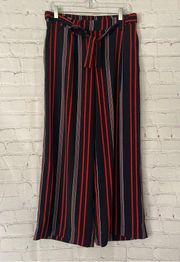 Rachel Zoe 6 Palazzo Office Career Dress Pants High Waist Stripe Blue Red Belted