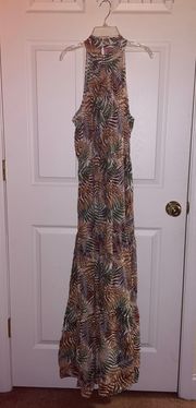 Tan Tropical Maxi Dress