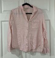 Victoria Secret pink striped button down pajama shirt