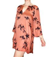 Orange & Black Floral Printed Mini Babydoll Dress