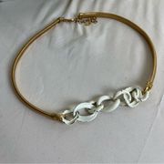 Zara Two Tone Chain Waist Belt Gold White Contrast Boho Chic Retro Modern Small