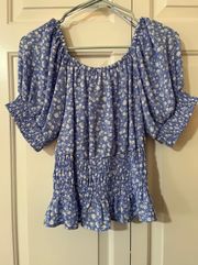 Blue and white flower blouse 