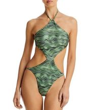 Cult Gaia Womens Camari Halter Cut-Out One-Piece Swimsuit