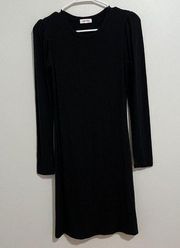 Goldie Black Ribbed Long Sleeve Modal Blend Dress Size Small