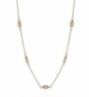 New Judith Ripka 14K Gold & Diamond 18" Station Necklace