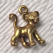 Vintage Small  The Lion King Simba necklace Pendant Charm gold tone metal