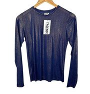 L'AGENCE Tess Long Sleeve Semi Sheer Gold Sparkle Top Bluish Purple Small NWT