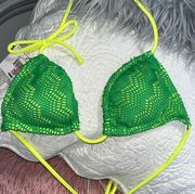Lime Green Crochet Bikini Triangle Neon Yellow Straps Womens Small New