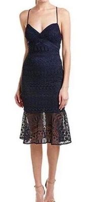 Likely Revolve navy blue lace crochet darby cocktail dress size 4 wedding guest