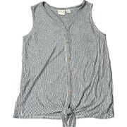 Linen Striped Front Tie Tank Top