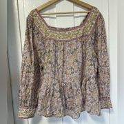 American Eagle peasant style floral blouse size large