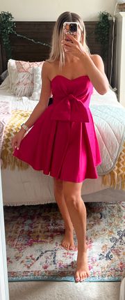 Pink Strapless Dress With Bow