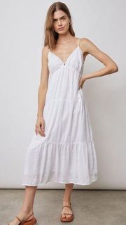 Avril Linen Dress White Lace Detail Retail $228