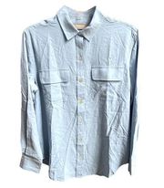 Everlane The Clean Silk Oversized Button Down Shirt Blue Size 2