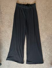 Black Wide Leg Ribbed Pants