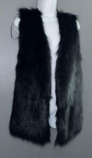 Luxurious Black Faux Fur Vest Coat womens size Large