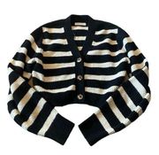 Primark Cares Black & White Striped Sweater Cardigan Size M