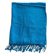 Talbots Scarf Womens Blue Fringe New Solid