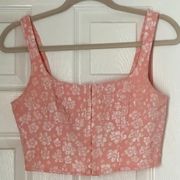 Wild Fable  Pink Floral Cropped Corset Style Top Button Front Size Juniors Small