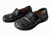 ALEGRIA Keli Metallic Clogs Womens Shoes Sz 37 US 6 Black Silver KEL-754 Comfort