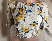 Gypsies & Moondust Floral Off the Shoulder Crop Top Large