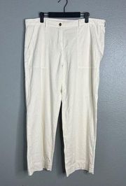 NWT Barbour Summer Cabin Trouser Wide Leg Crop Pant Ecru Lightweight Cotton 12