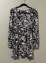 Tart Long Sleeve Jersey Knit Mini Dress Black White size Small