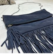 BCBG Navy Suede Fringe Crossbody