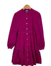 RSVP Dress Women’s M Fuchsia Long Sleeve Button Up A-Line Tiered