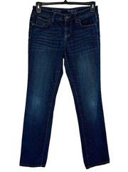 Sonoma SZ 6 Curvy Straight Jeans Mid-Rise Zip-Fly Dark Wash Whiskered Blue