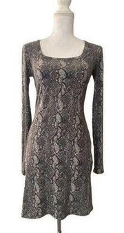 Mudd Gray Snakeskin Body Con Animal Print Long Sleeve Mini Small Dress