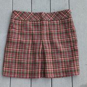 Loft Pleated Plaid Wool Blend Skirt with Pockets