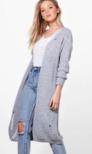 💕LF THE BRAND💕 Grey Distressed Knit Duster Cardigan Small S NWT