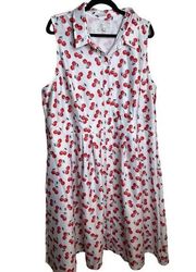 Cato Cherry Sleeveless A-Line Dress Retro Rose the Riveter Novelty Plus 22/24 W