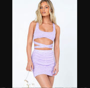 Princess Polly Emma Purple Emma Tie Up Crop Top + Mini Skirt Coord Set 4