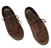 brown casual suede low top lace up shoes women’s size 5.5 B