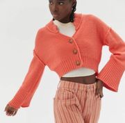 Urban Outfitters BDG Orange Cropped Button Front Flare Sleeve Cardigan