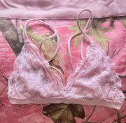 coquette pink lace triangle bralette