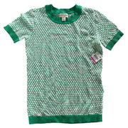 Maison Jules Shirt Womens XX-Small Green White Polka Dot Short Sleeve Crewneck