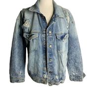 Celebrity Pink  Denim Boyfriend Trucker Jacket M Med Wash Distressed Pockets