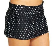 Athleta Shirred Polka Dot Swim Skirt Size Medium Black Beach Vacation Resort