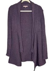Women's Hekla And Co Purple‎ Wool Acrylic Open Front Ribbed Cardigan Sz L