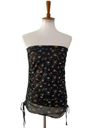 Wild Honey ASOS Womens Strapless Floral Tube Top Ruched Sides L Large