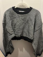 Adika Black And White Cropped Sweater