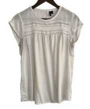 Vero Moda, short sleeve, ivory, top with crocheted embellishments women’s SM