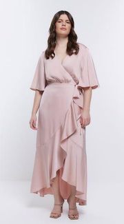 Silk Wrap Dress - Blush