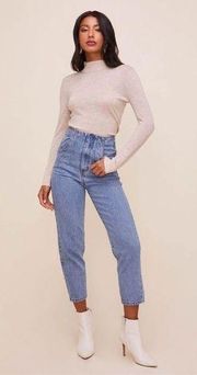 ASTR The Label Mineral Wash High Waist Crop Ankle Denim Jeans Size Large