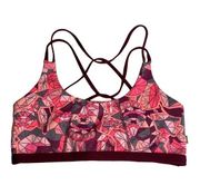 Maaji ꕥ Strappy Back Sports Bra Bralette Top ꕥ Pink Mauve Geometric Print ꕥ Med