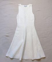 John + Jenn Mini Dress Knit Stitch Fit and Flare White V-neck Sleeveless